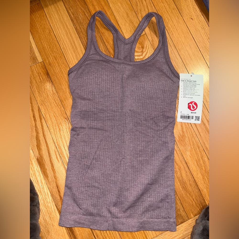 Lululemon ebb to street tank violet verbana size 2 NWT